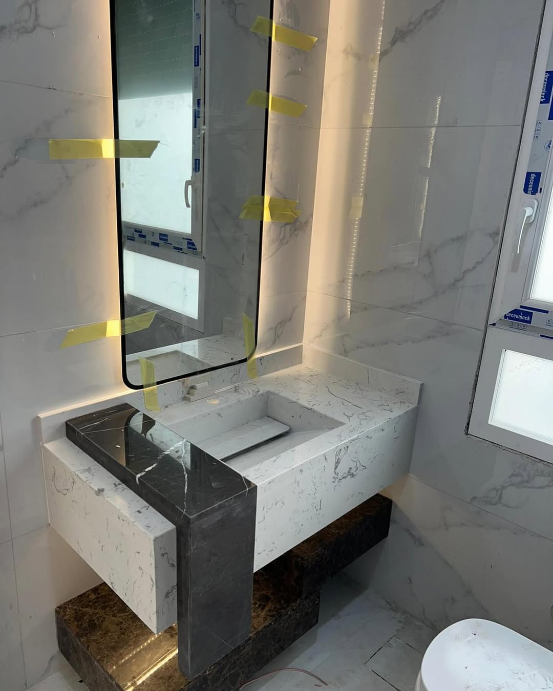 modern white grey marble sink